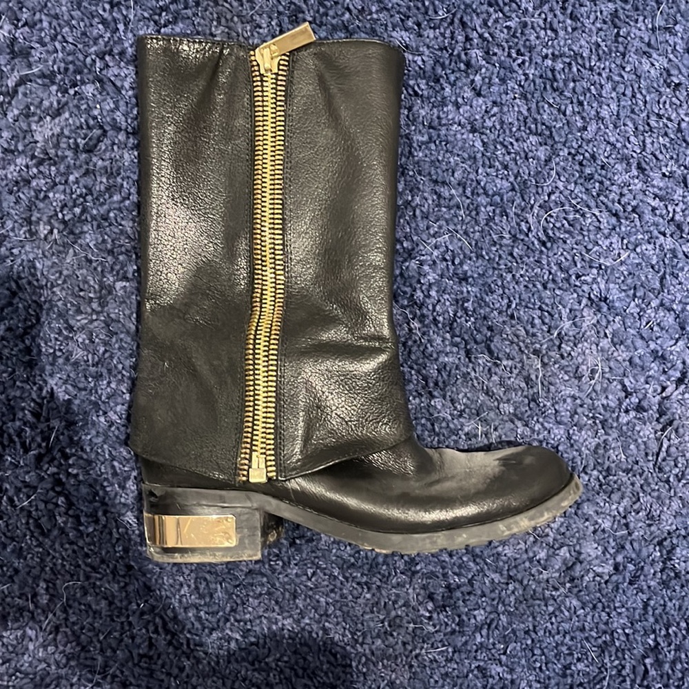 Vince Camuto Leather Boots with Gold Hardware